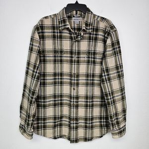 Carhartt Shirt Wool Blend Button Down Long Sleeve Brown Blue Sz L Gorpcore